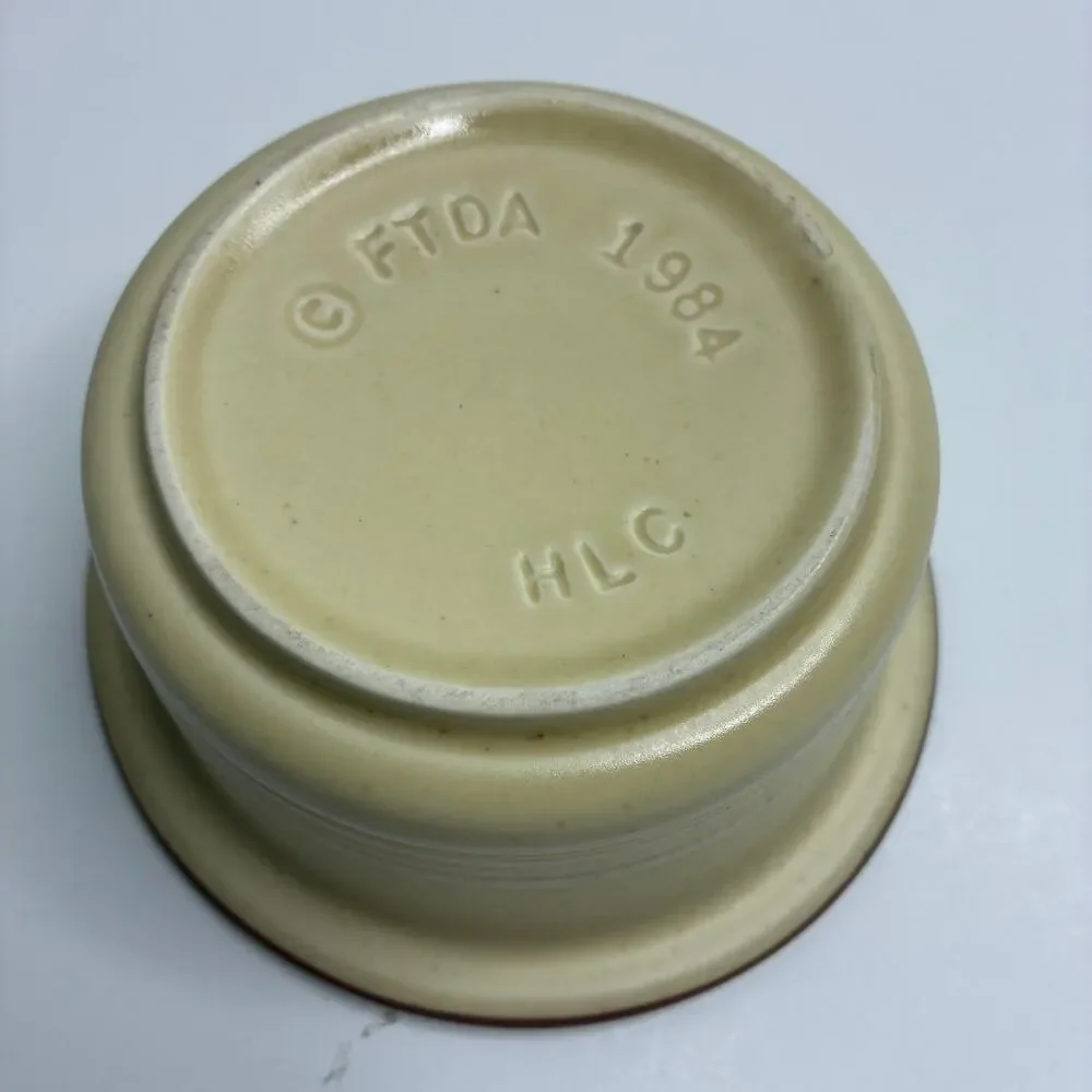 VTG 1984 FTDA Homer Laughlin China Co. Small Cream Yellow Crock Bowl Planter